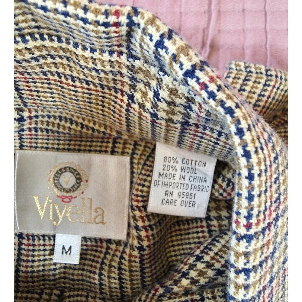 Viyella Shirt Mens Medium Plaid Long Sleeve Button-Up Classic Preppy Cotton Wool